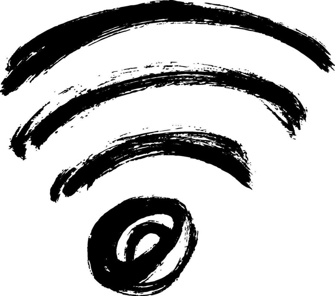 Hand Drawn Dry Brush WiFi Icon. vector
