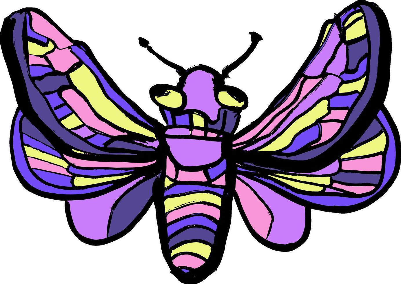 A colorful butterfly with a black and white background vector
