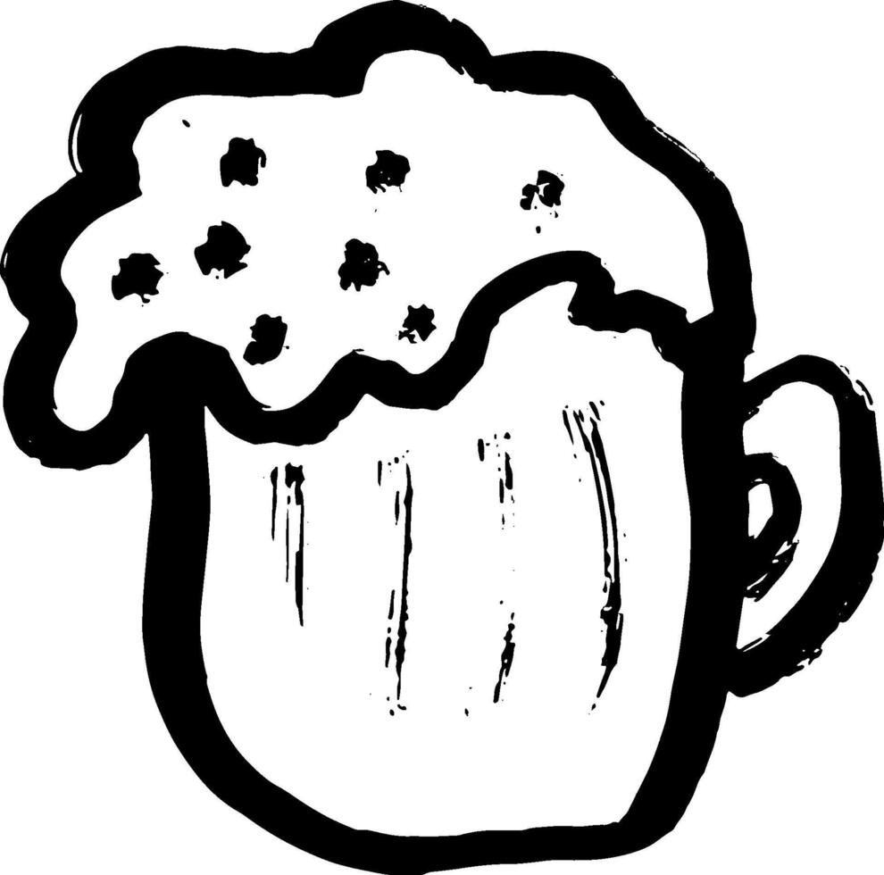 A black and white drawing of a beer mug vector