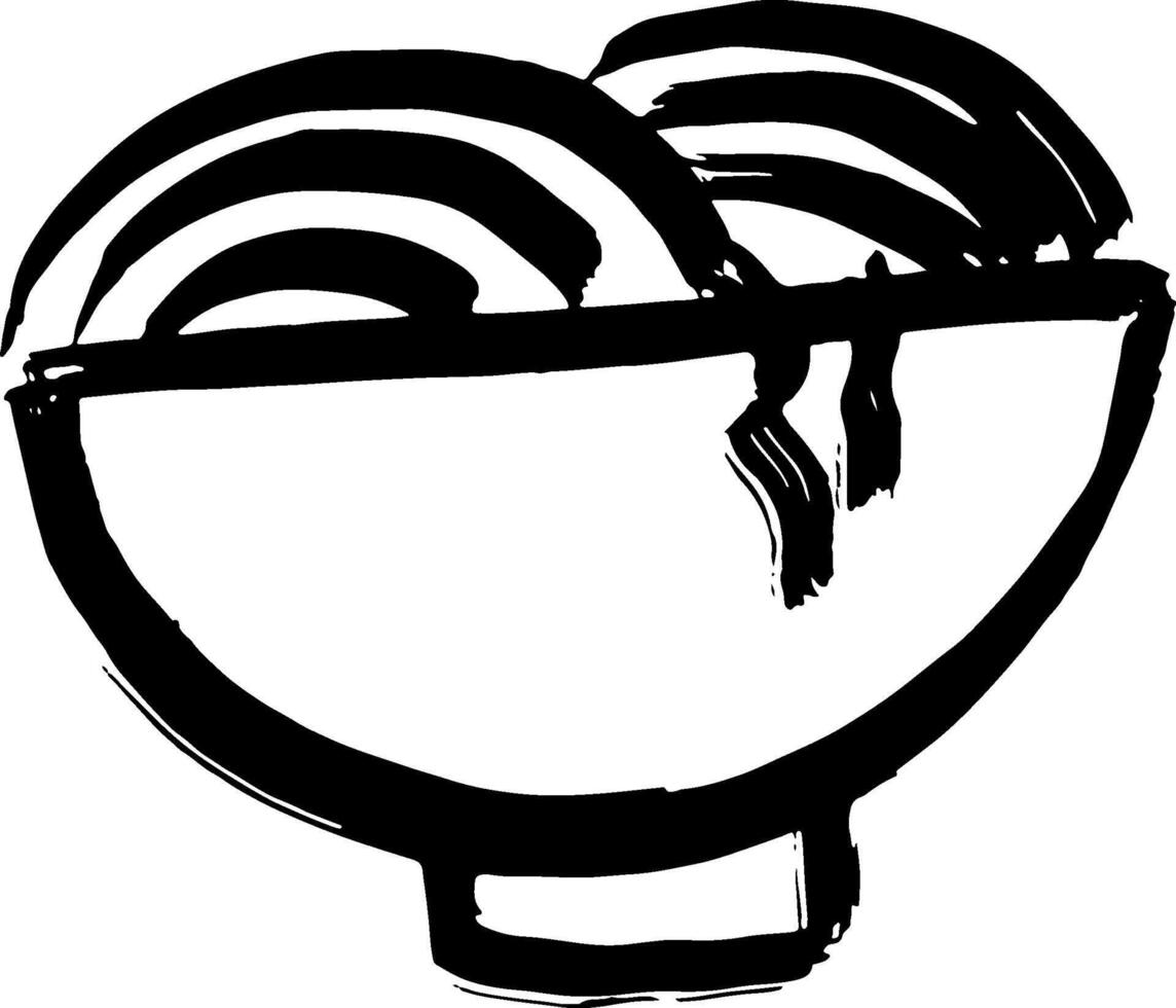 Dry Brush Noodles Cup Grunge Icon. vector
