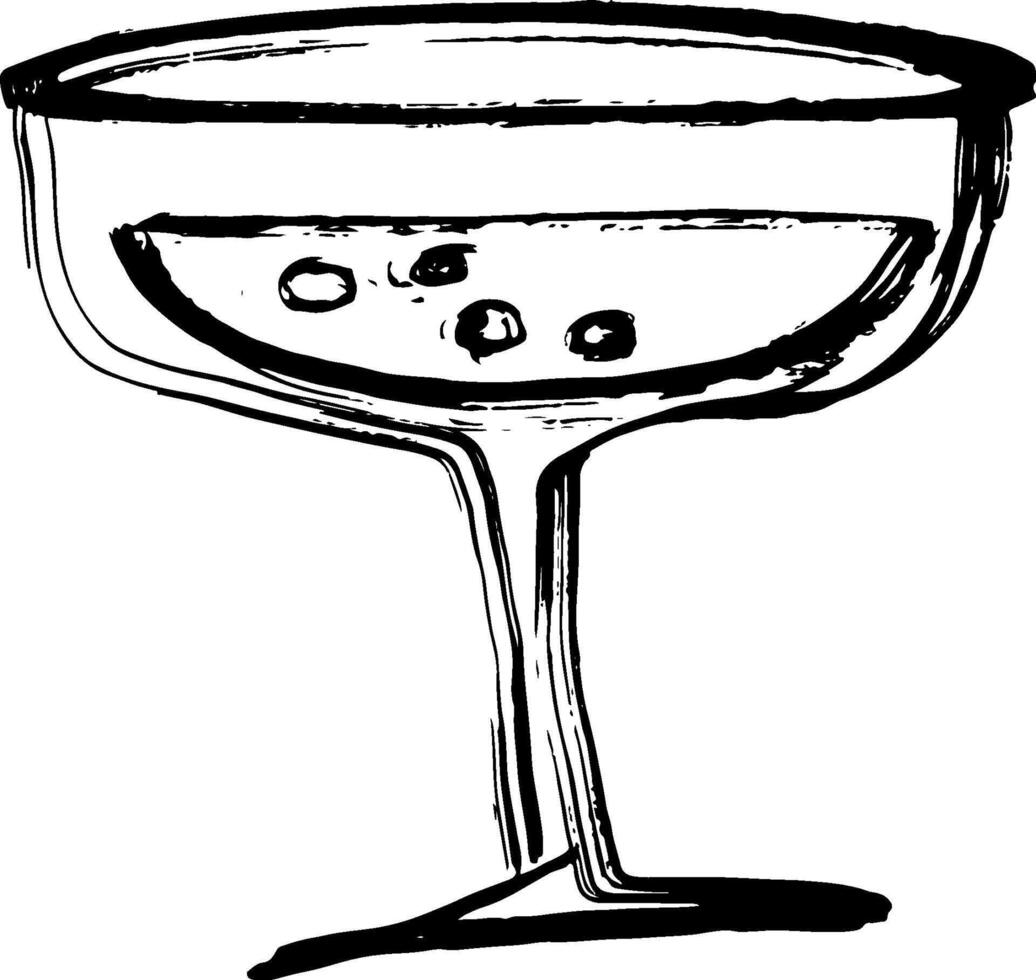 Dry Brush Glass of Champagne Grunge Icon vector