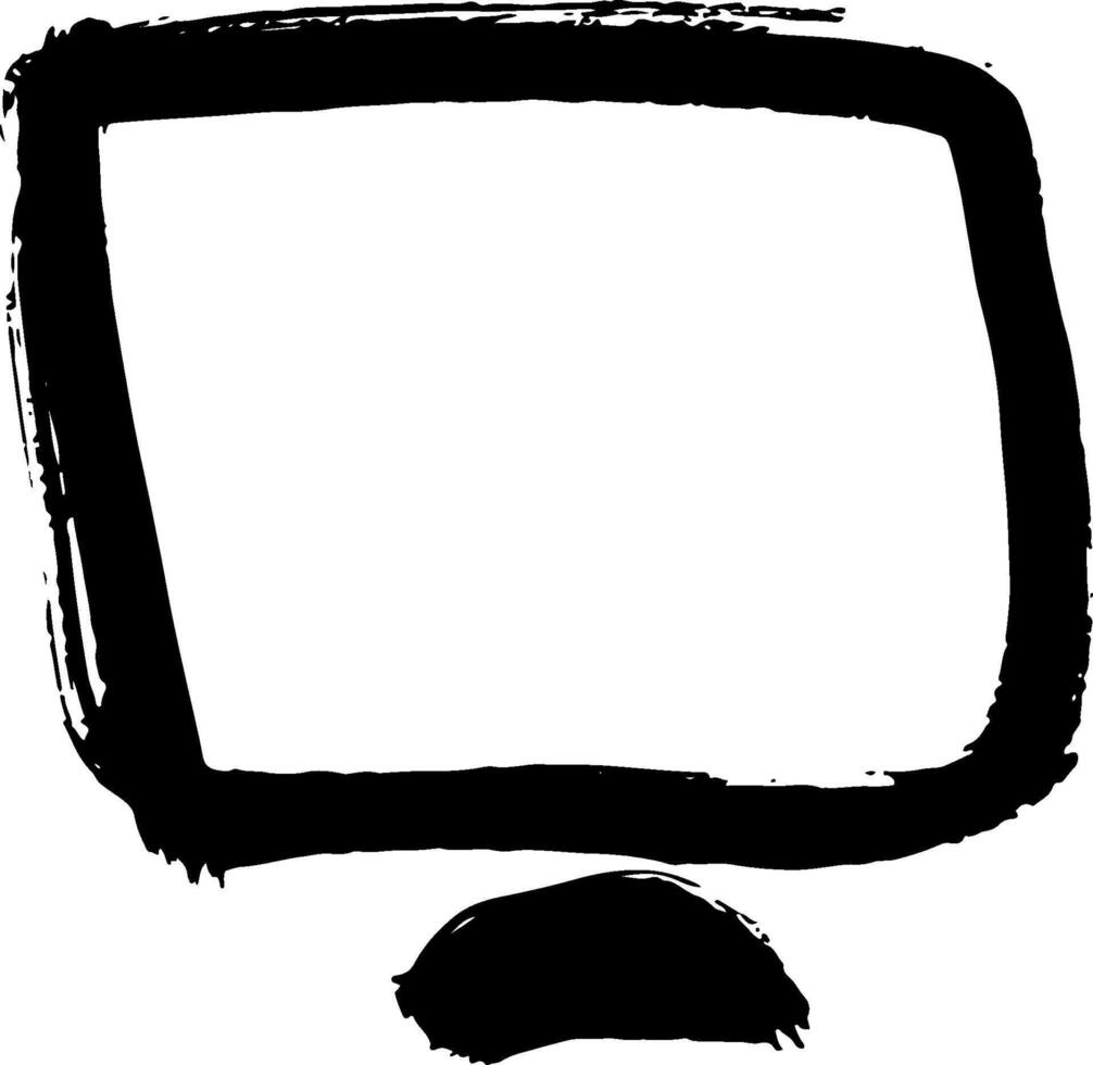 Dry Brush Grunge Monitor Icon vector