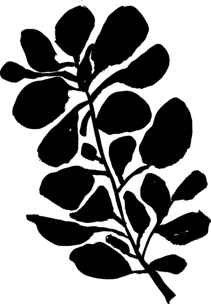 A black and white silhouette of a leaf vector