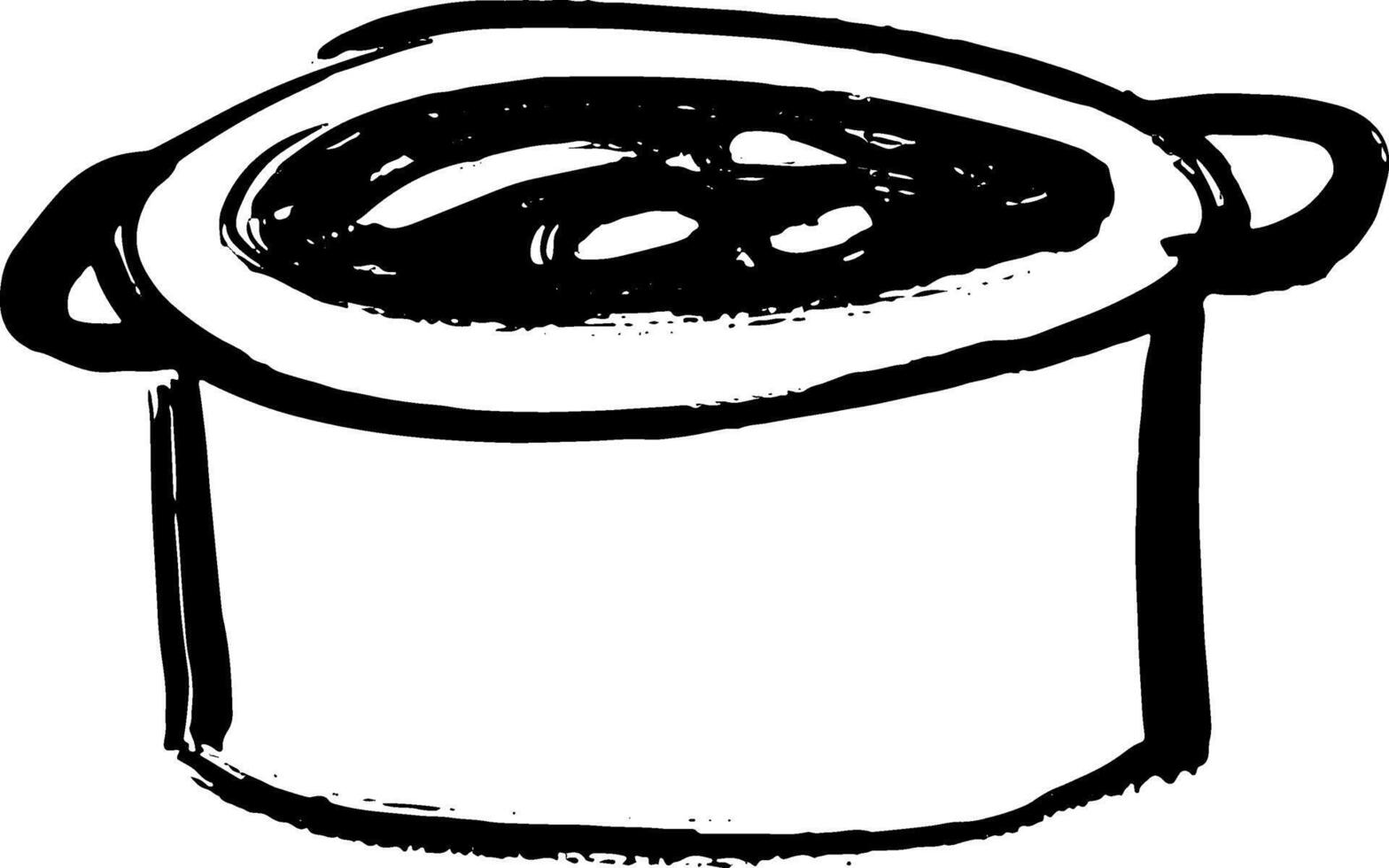 A black and white drawing of a pot with a lid vector