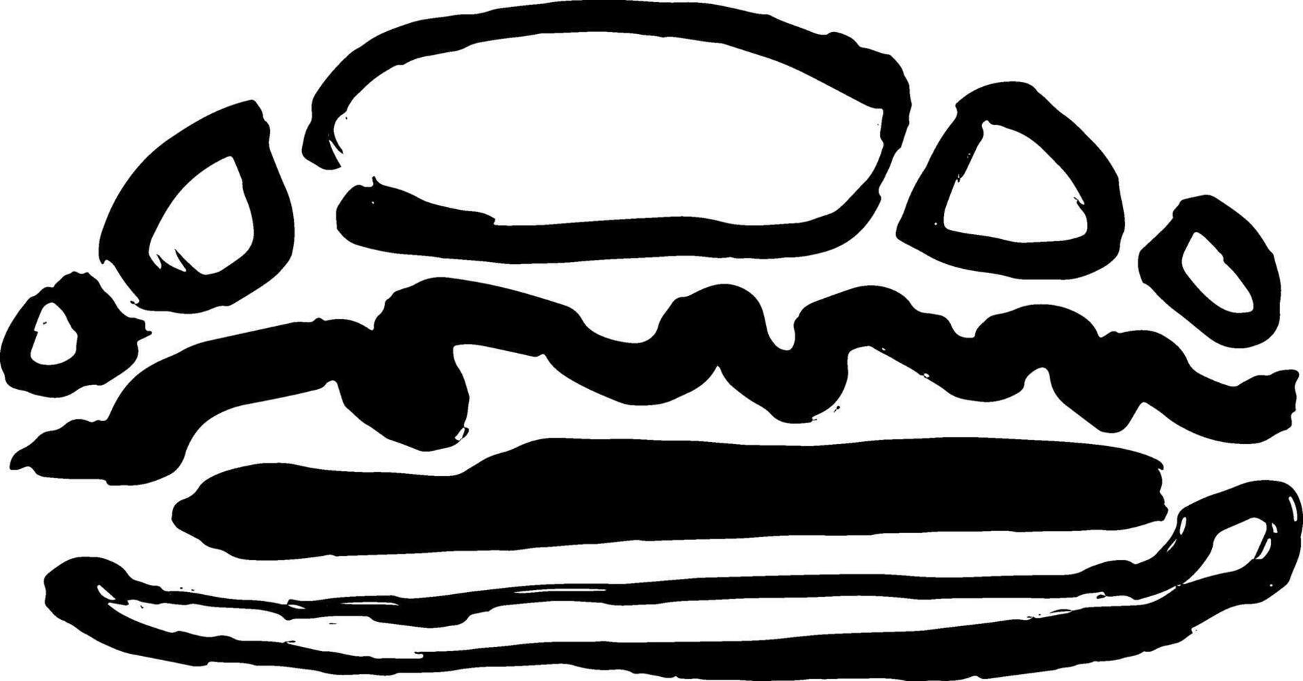 Dry Brush Hand Drawn Stuffed Croissant Icon for Menu vector