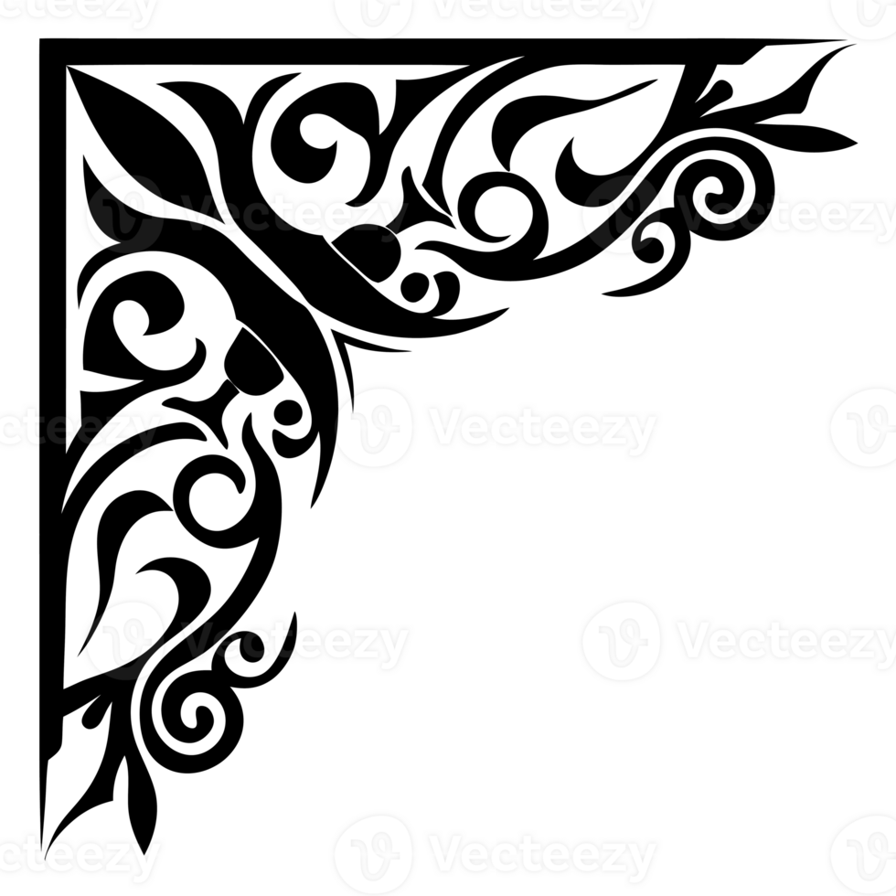 black modern graphic corner geometric cutouts png