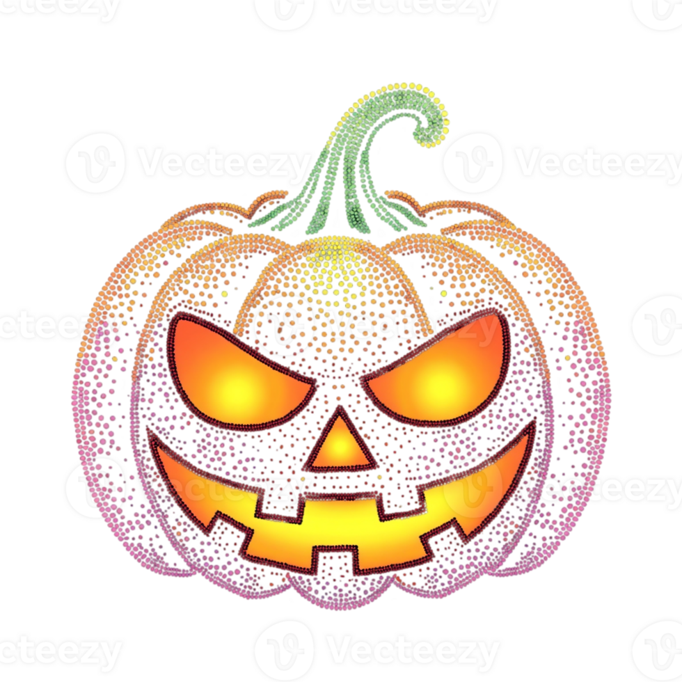 cutouts jack-o-lantern with a mischievous grin and bright, fiery eyes is depicted using a pattern of small, dots cutouts png