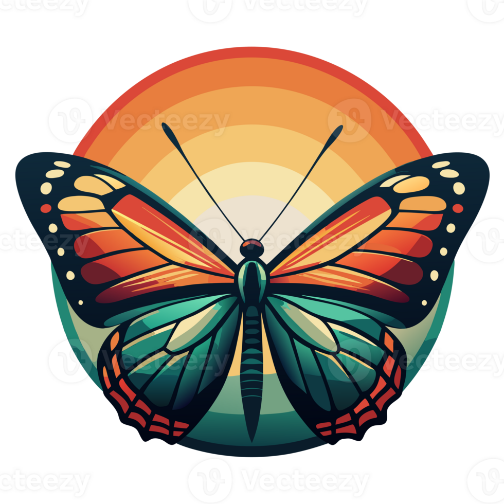 A colored butterfly on sunset cutouts png