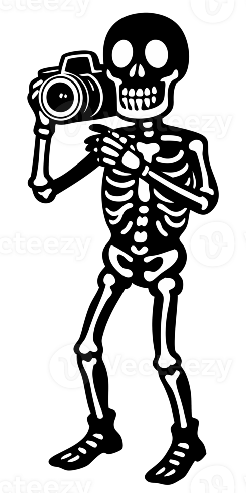 A cute skeleton photographer cutouts png