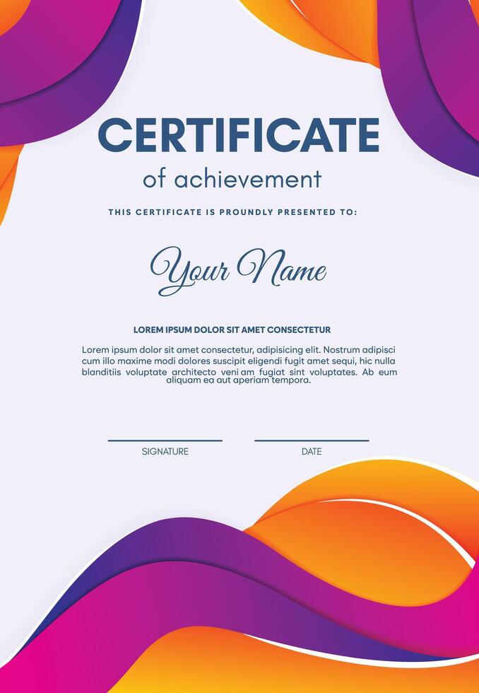 modern certificate colorful abstract waves vector