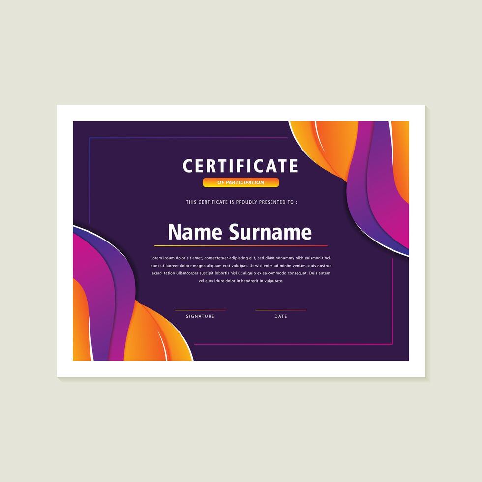 modern certificate colorful abstract waves vector
