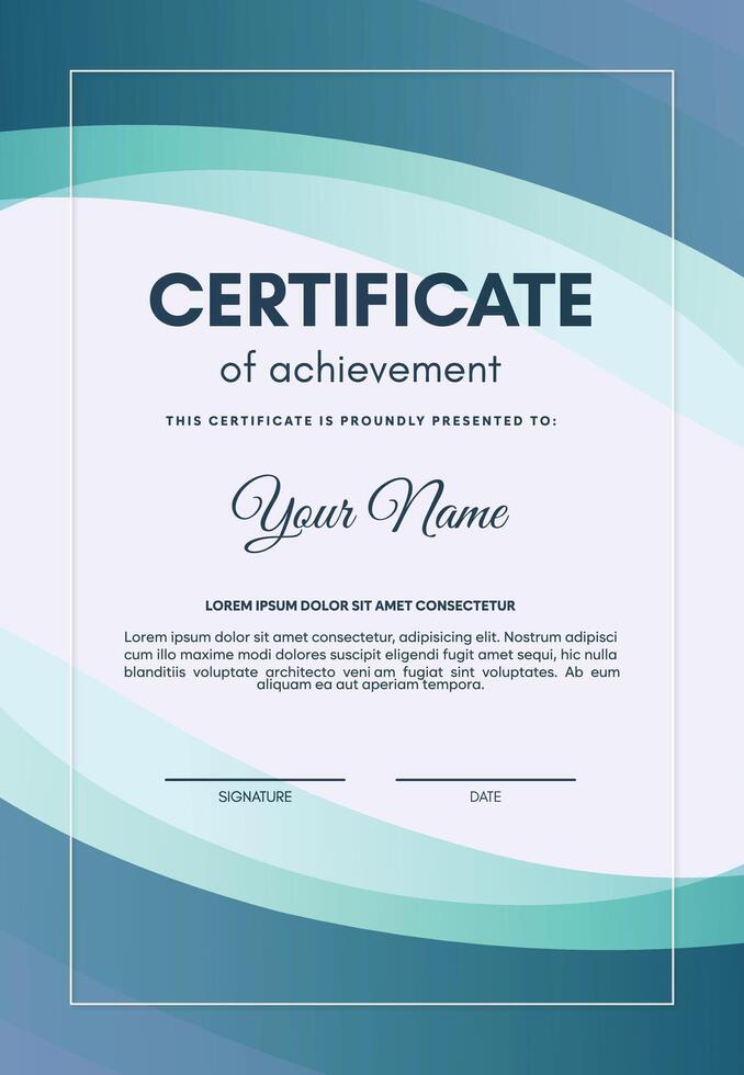 blue abstract wave style business certificate vector