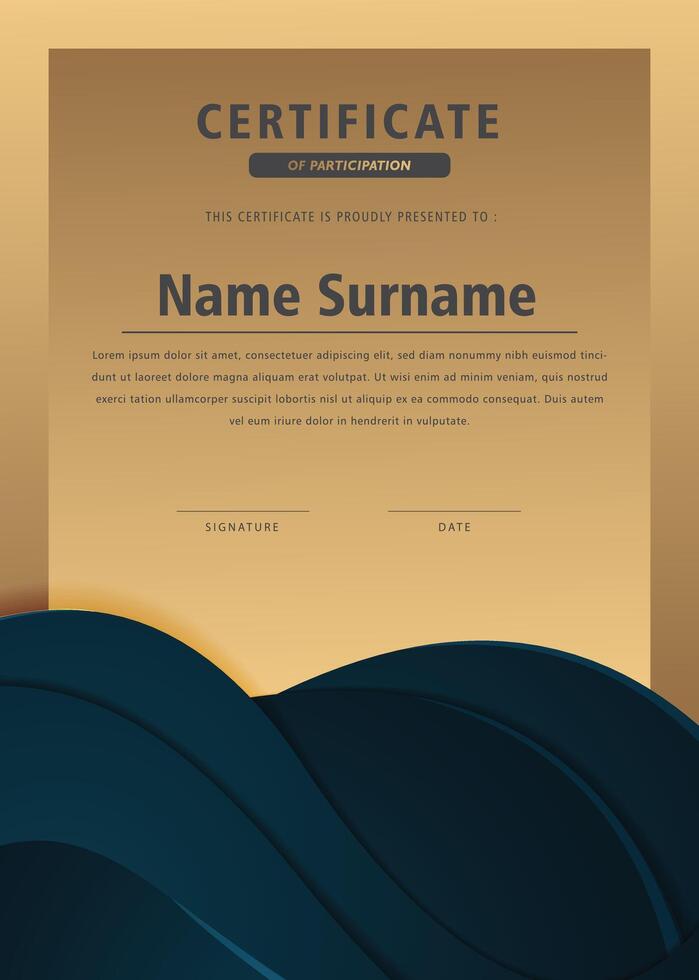 luxury gold abstract wave certificate vector