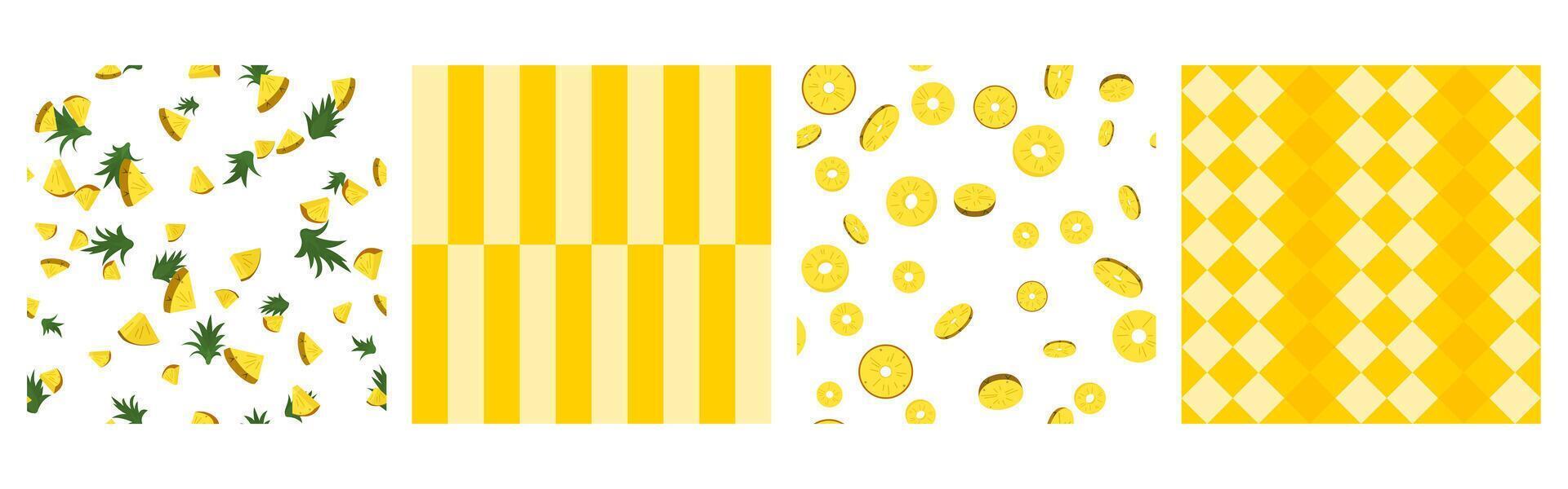 Pineapple pattern seamless background, fresh fruits yellow. Fabric print, gift paper vector