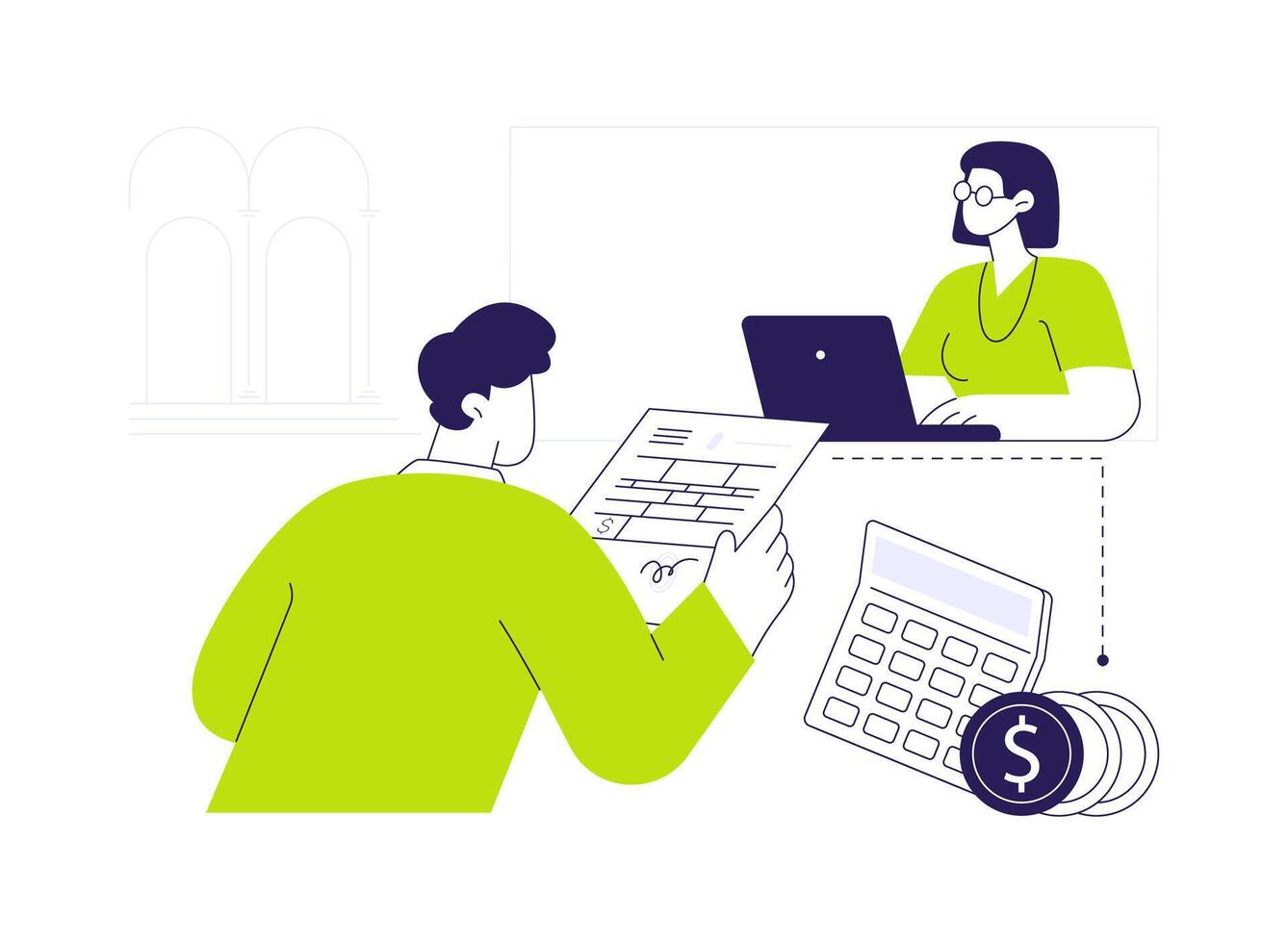 Paying fine in person abstract concept illustration. vector