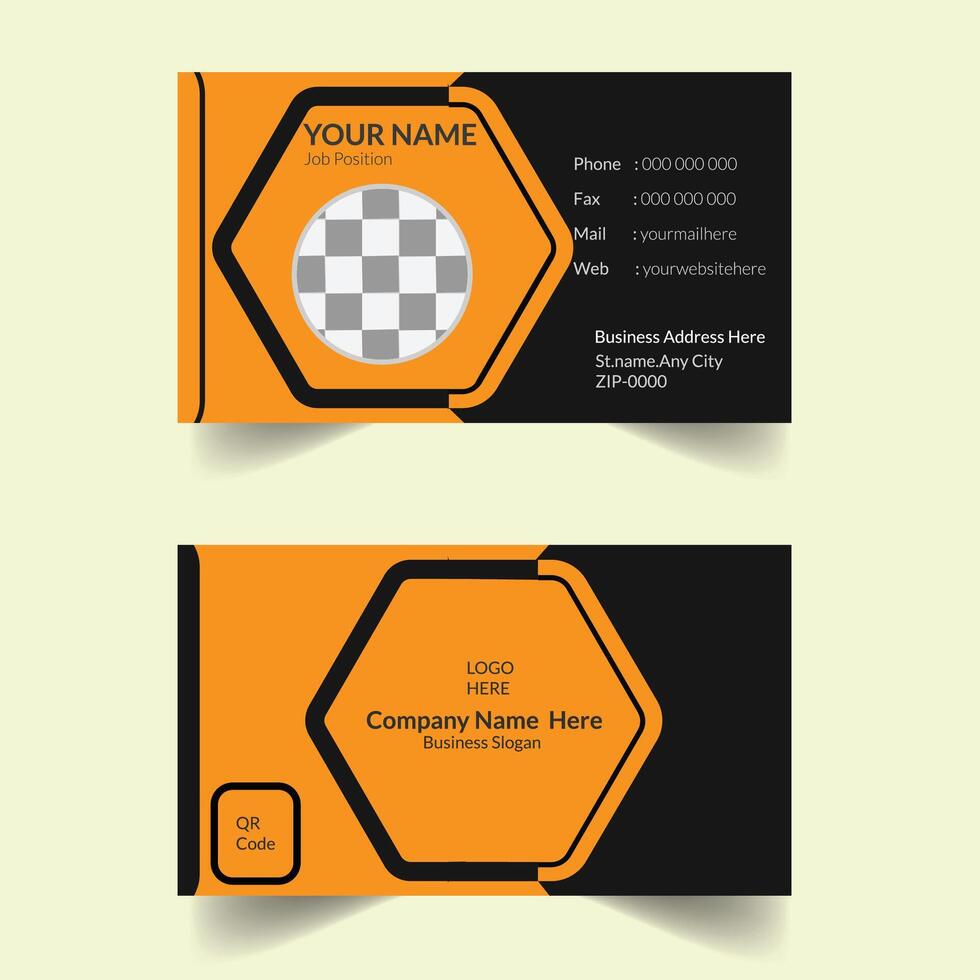 Yellow And Black Minimalist Business Card Layout Minimal design vector