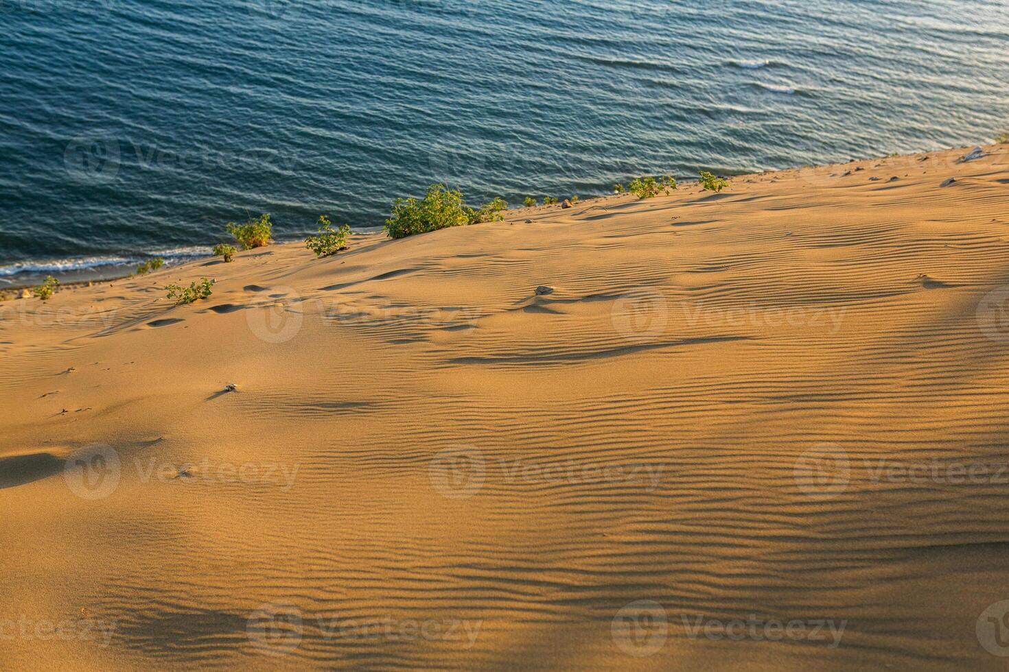 The very beautiful beach in Albania with sand dunes on the coast of the Adriatic Sea. Rana e Hedhun a nice spot Sand-Dune. photo