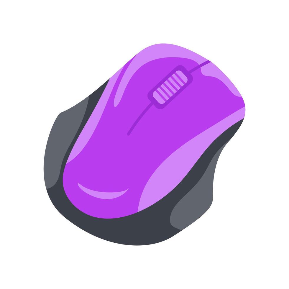 Computer mouse in flat design. Wireless input accessory for computer control. illustration isolated. vector