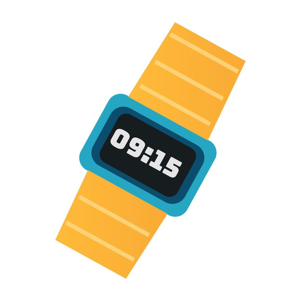 Wrist watch with display in flat design. Digital clock accessory with strap. illustration isolated. vector