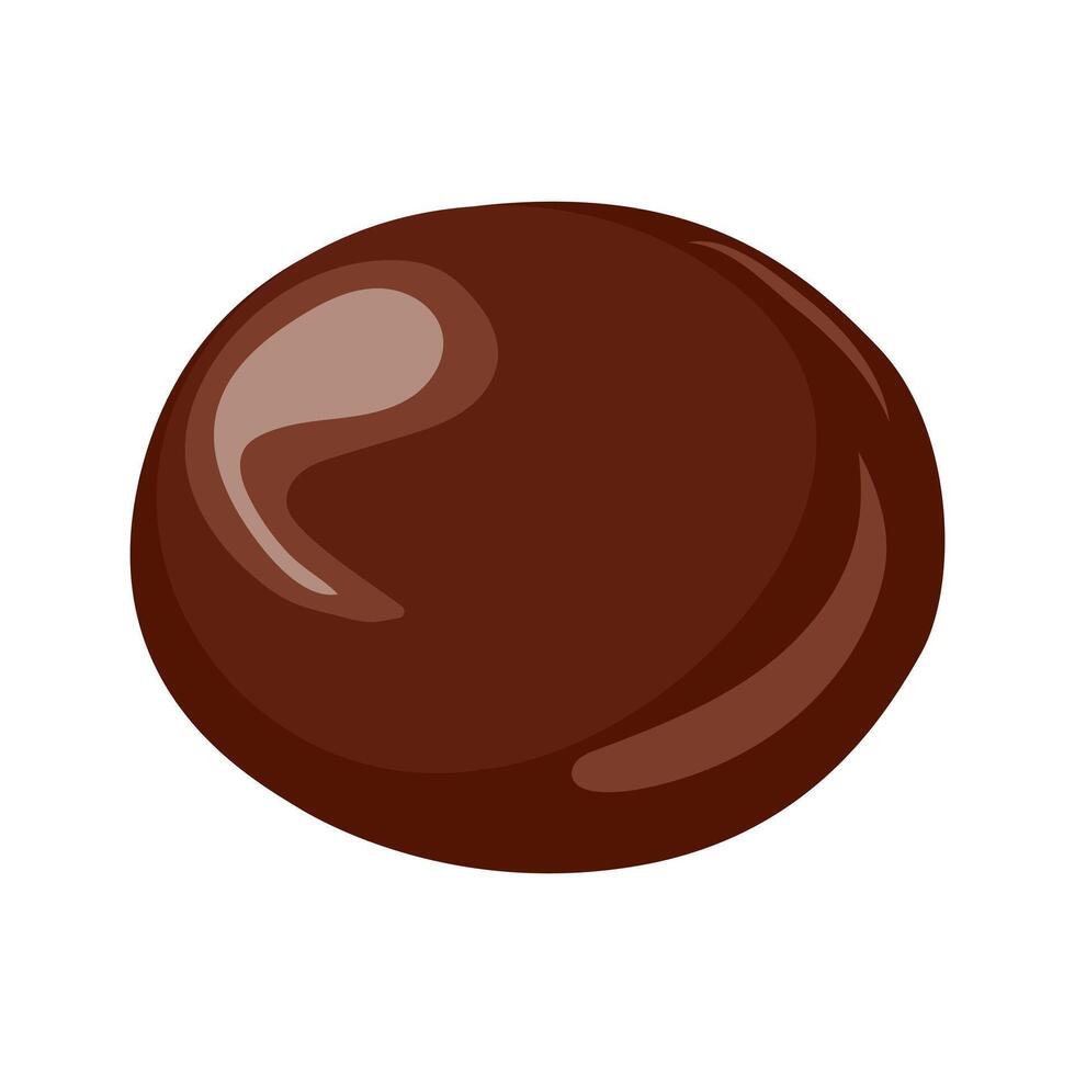 Chocolate round candy in flat design. Sweet and delicious dark cocoa dessert. illustration isolated. vector