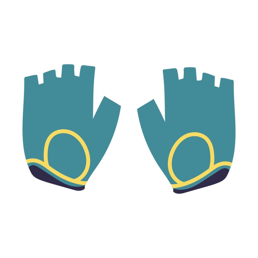 Cycling gloves in flat design. Biking sport clothing for hand protection. illustration isolated. vector