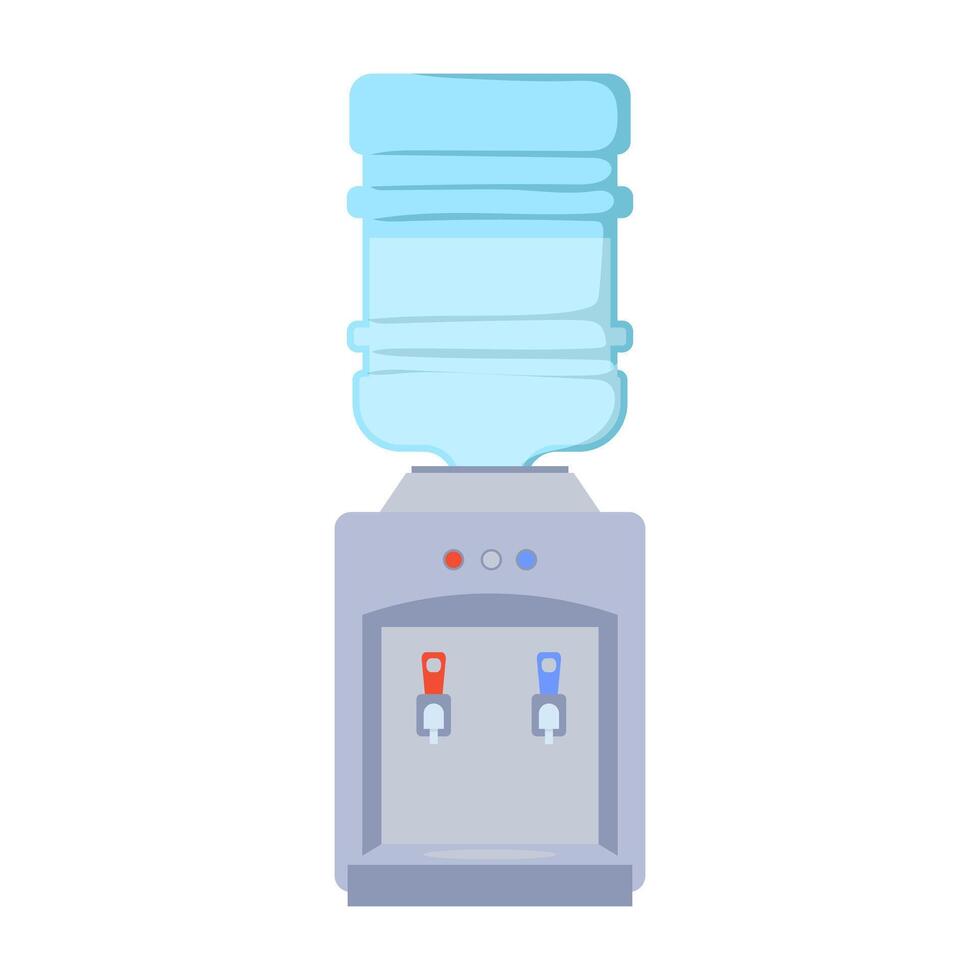 Water cooler with big bottle in flat design. Office or home dispenser. illustration isolated. vector