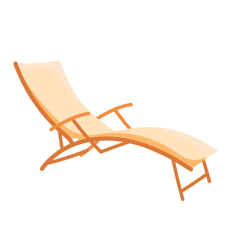 Outdoor cosy lounger in pot in flat design. Backyard comfortable sunbed. illustration isolated. vector