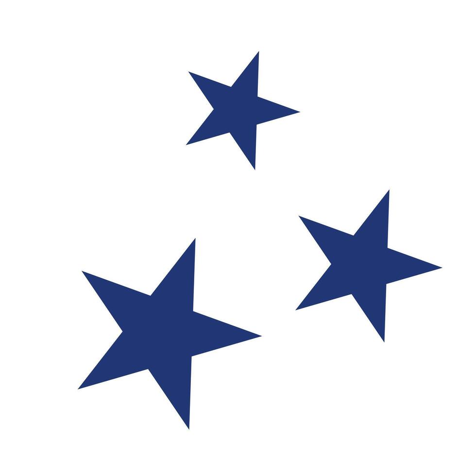 Three blue stars in flat design. Magic, quality, bright or luxury symbols. illustration isolated. vector