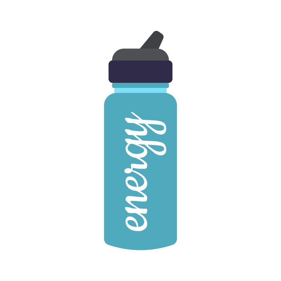 Plastic bicycle water bottle in flat design. Cycling container accessory. illustration isolated. vector