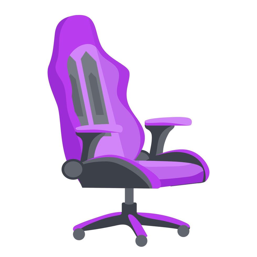 Gamer ergonomic chair in flat design. Comfortable furniture for gaming. illustration isolated. vector