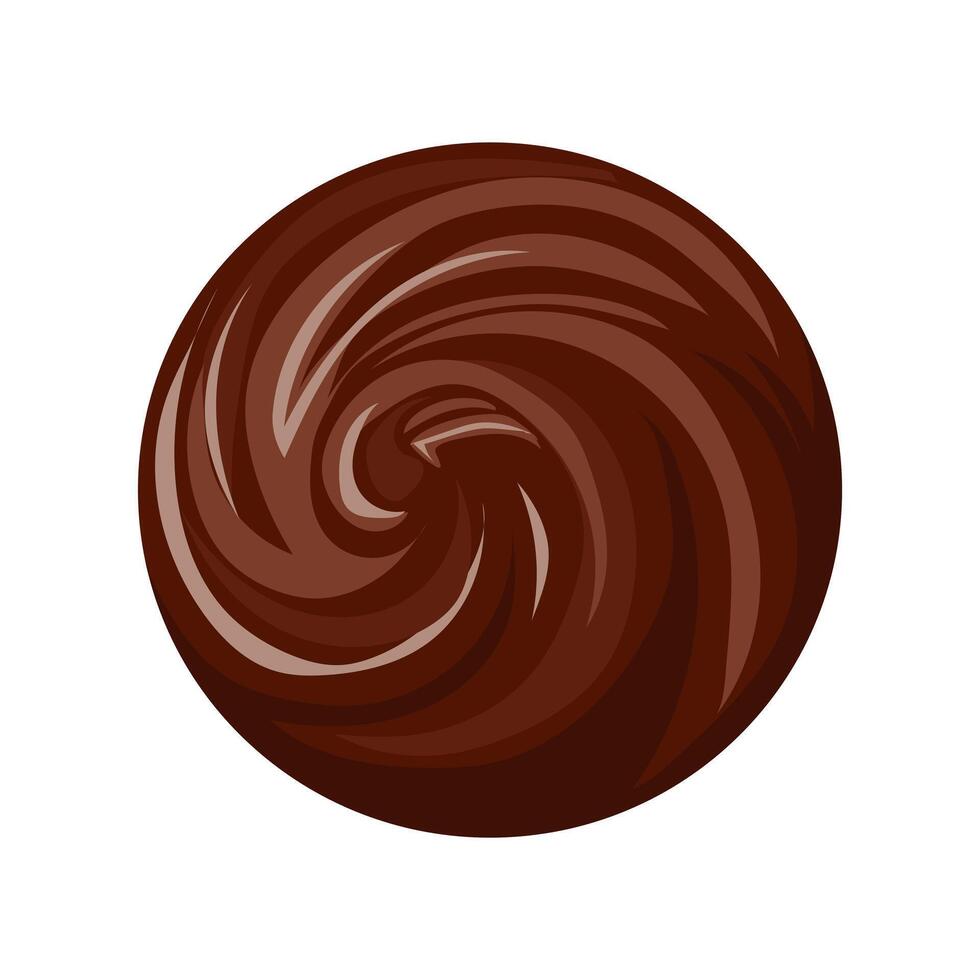 Chocolate liquid swirl in flat design. Cocoa liquid pouring in spiral. illustration isolated. vector