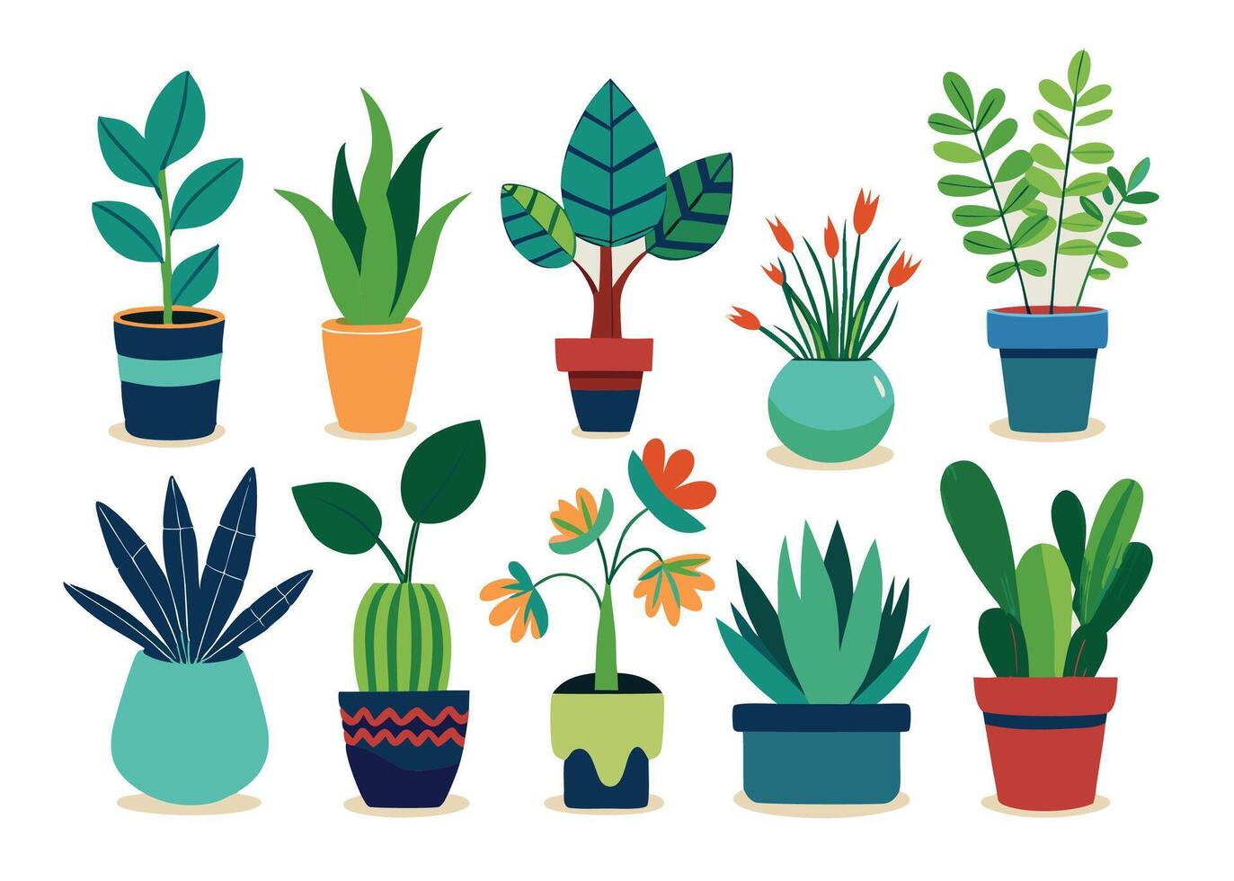 A bunch of leaf and flower vectorize flat illustration vector