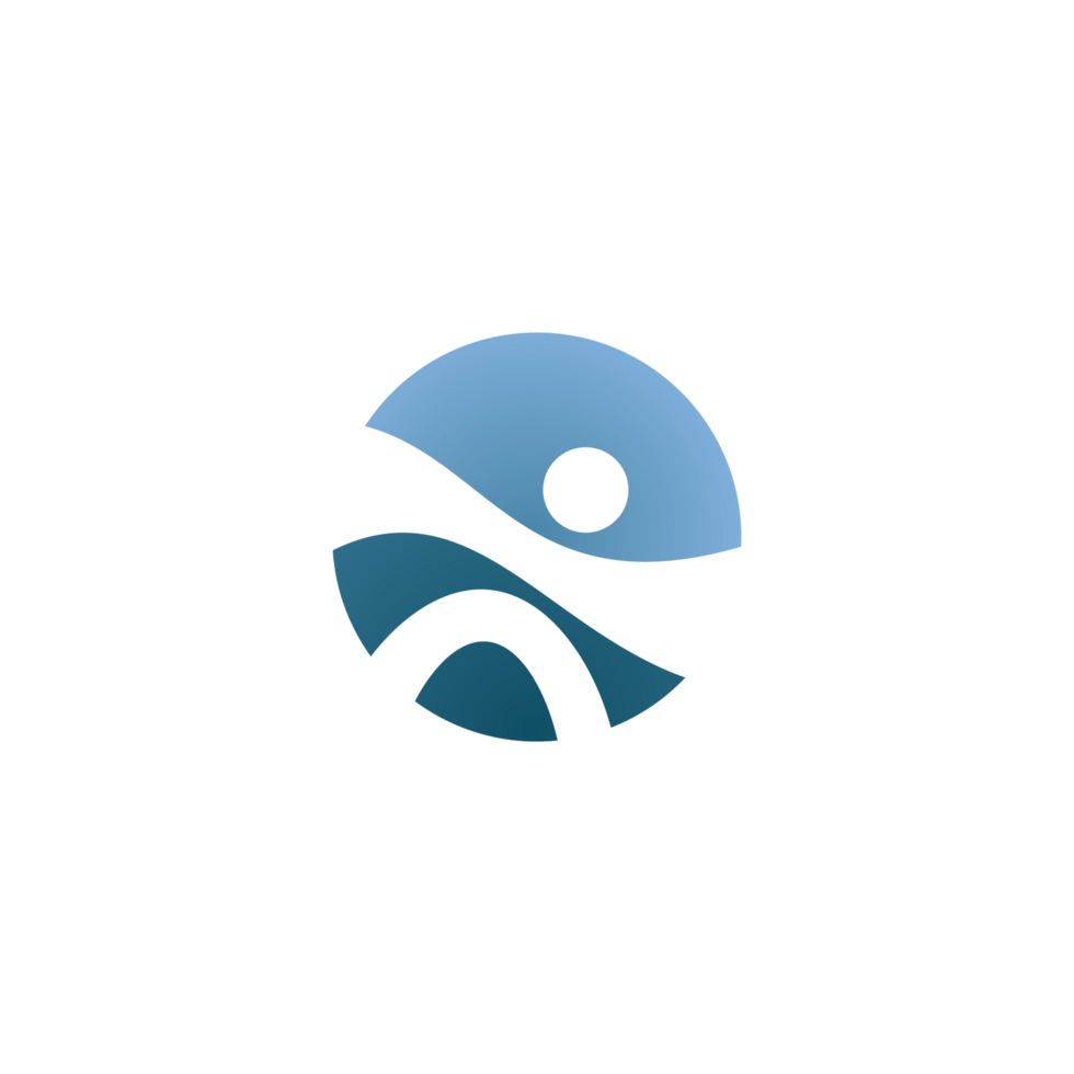 A blue and black logo with a wave on it png