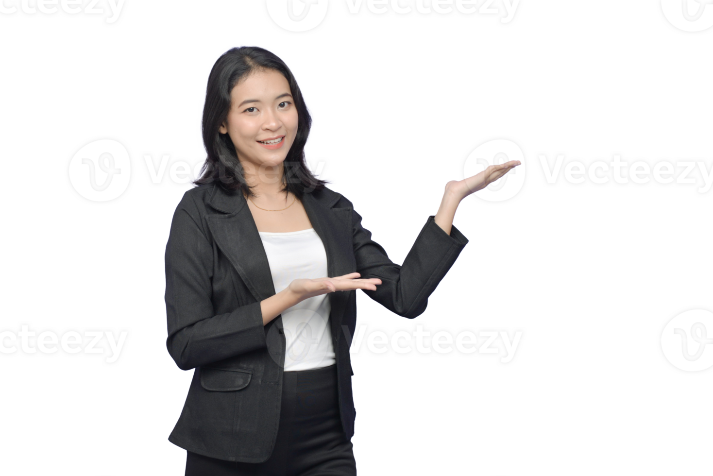 Asian business woman holding up her hand png