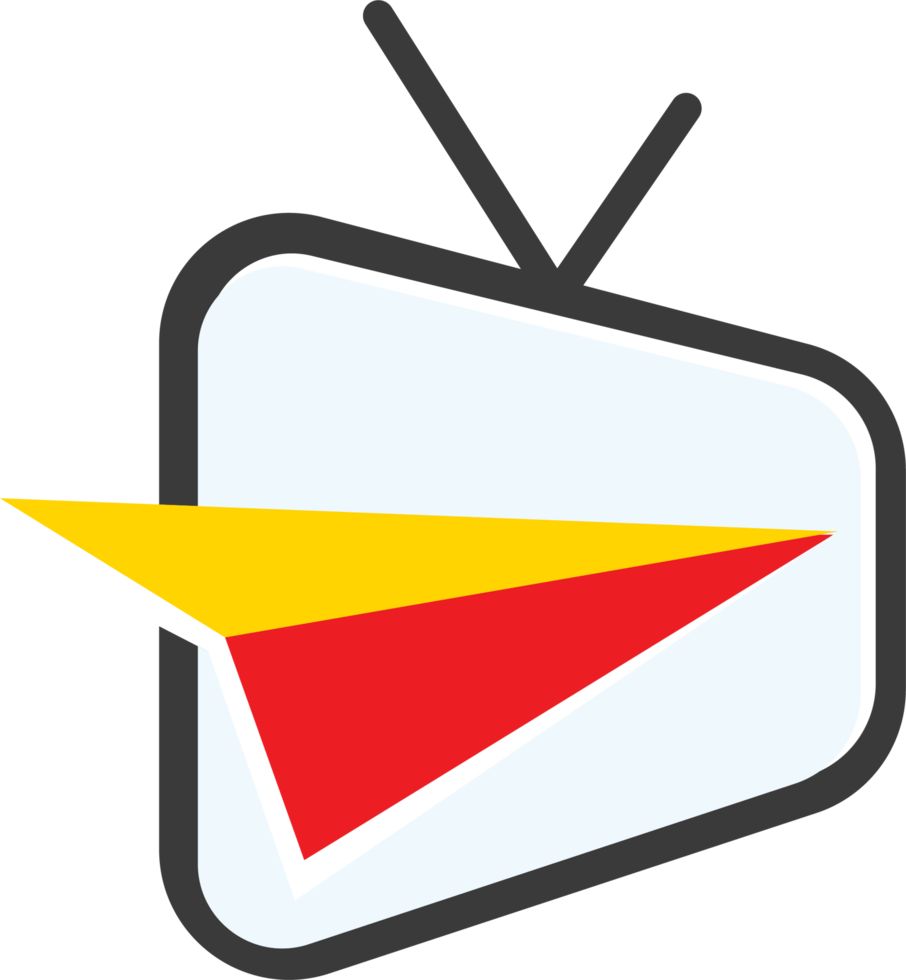 A red, yellow and black television with a red and yellow kite png