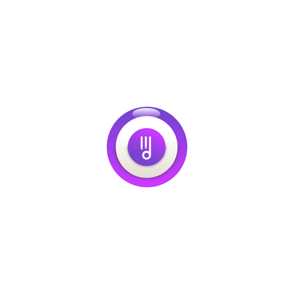 A purple button with a white and purple symbol png