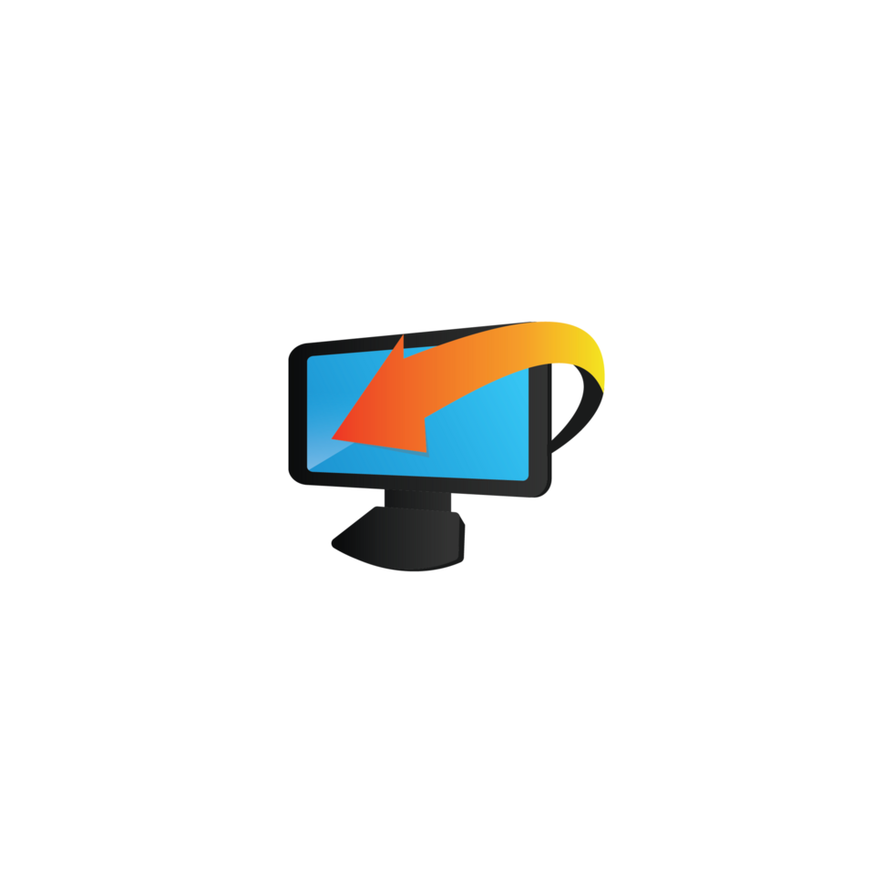 A computer monitor with an arrow pointing up png