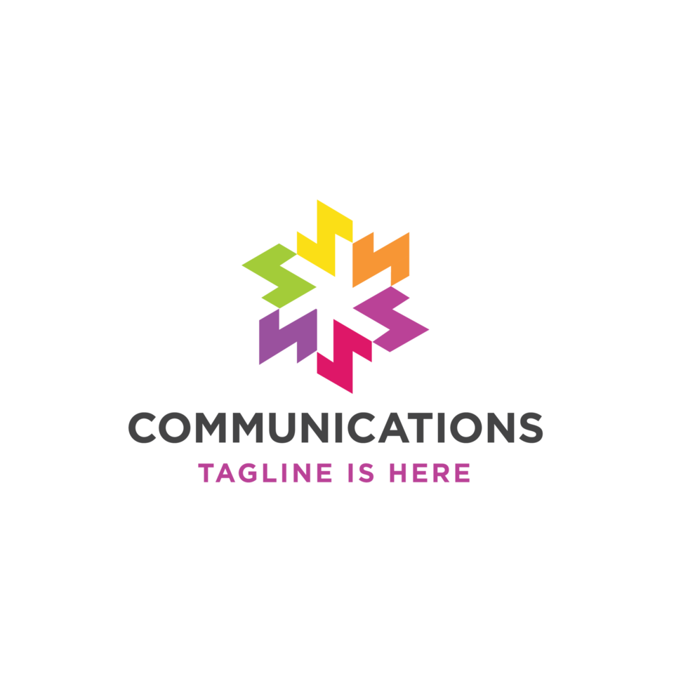 A logo for communicationss, with colorful shapes png