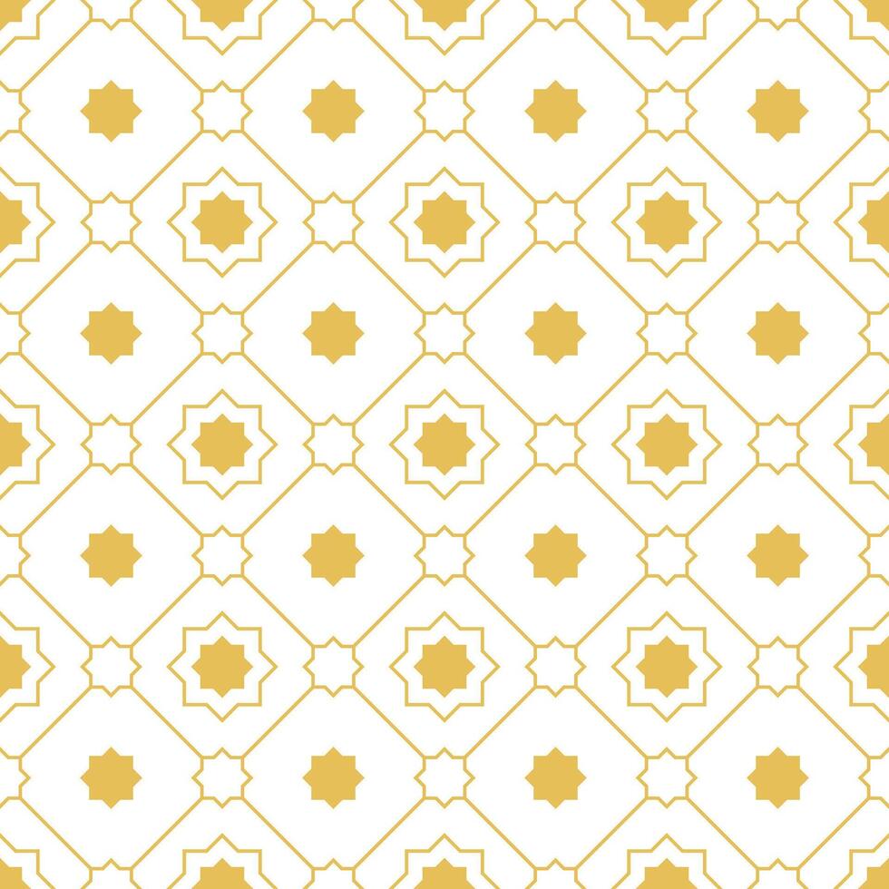 Arabic geometric mosaic printable seamless pattern with abstract Moroccan print in blue and orange colors. Ramadan Kareem Traditional Islamic art Illustration background vector