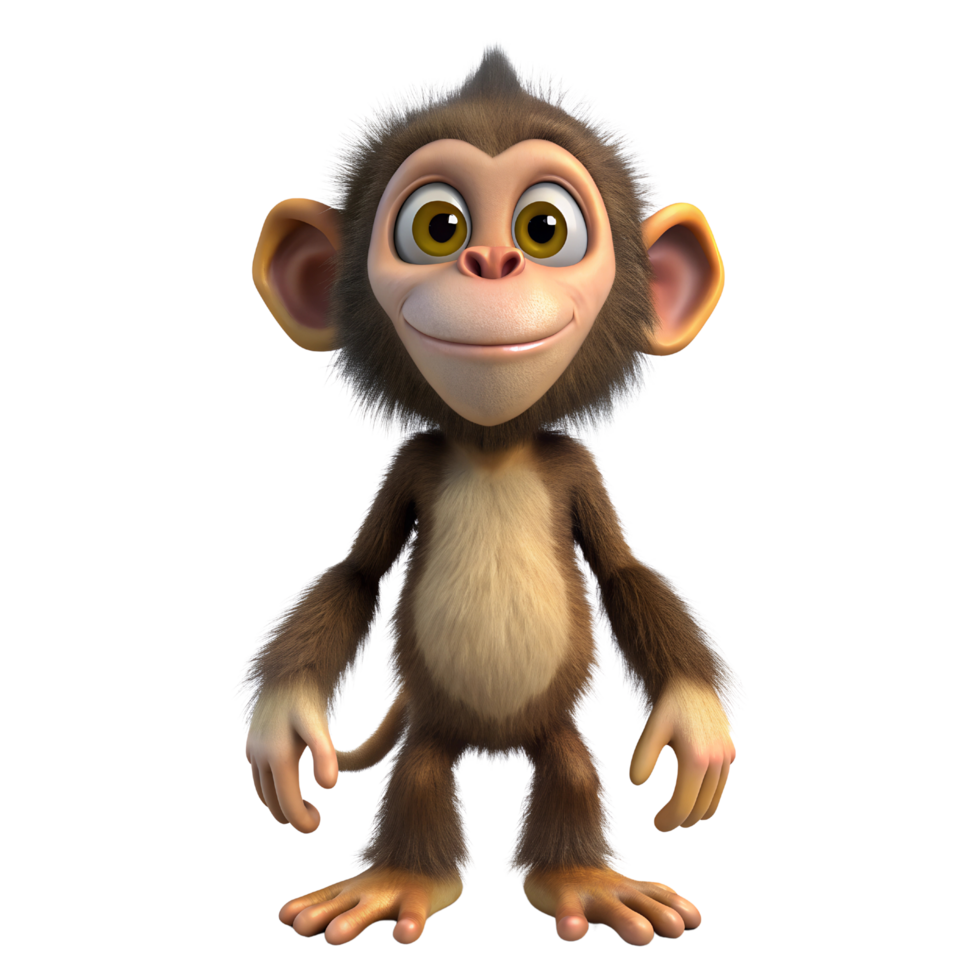 3D Cartoon Monkey for Animal, Wildlife, and Fun Designs png