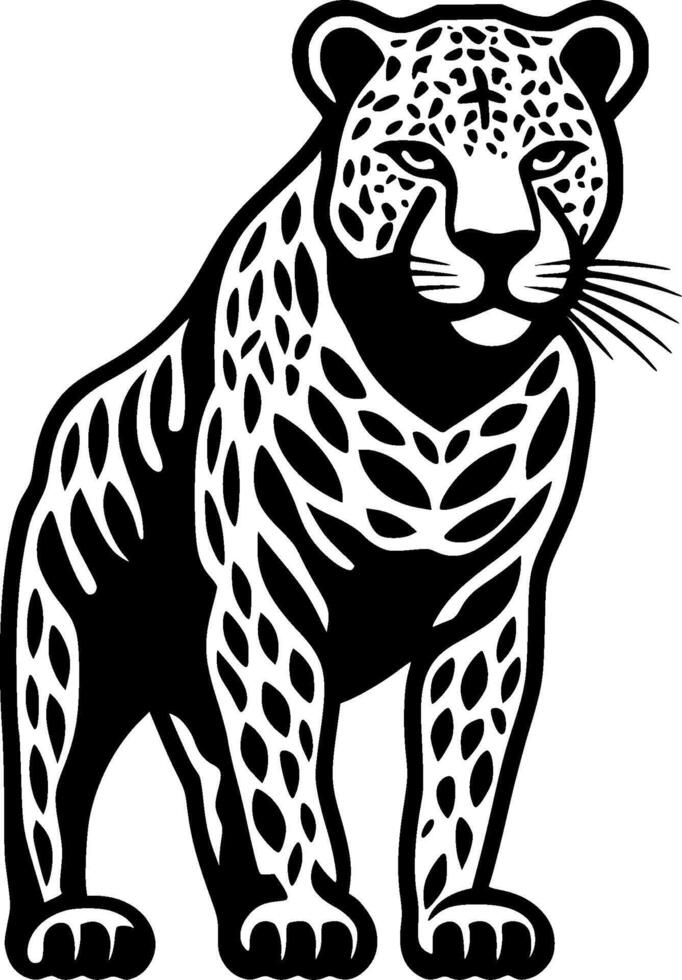 Leopard, Black and White illustration vector