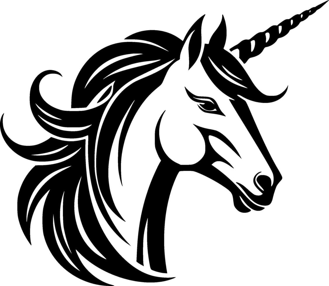 Unicorn - Black and White Isolated Icon - illustration vector