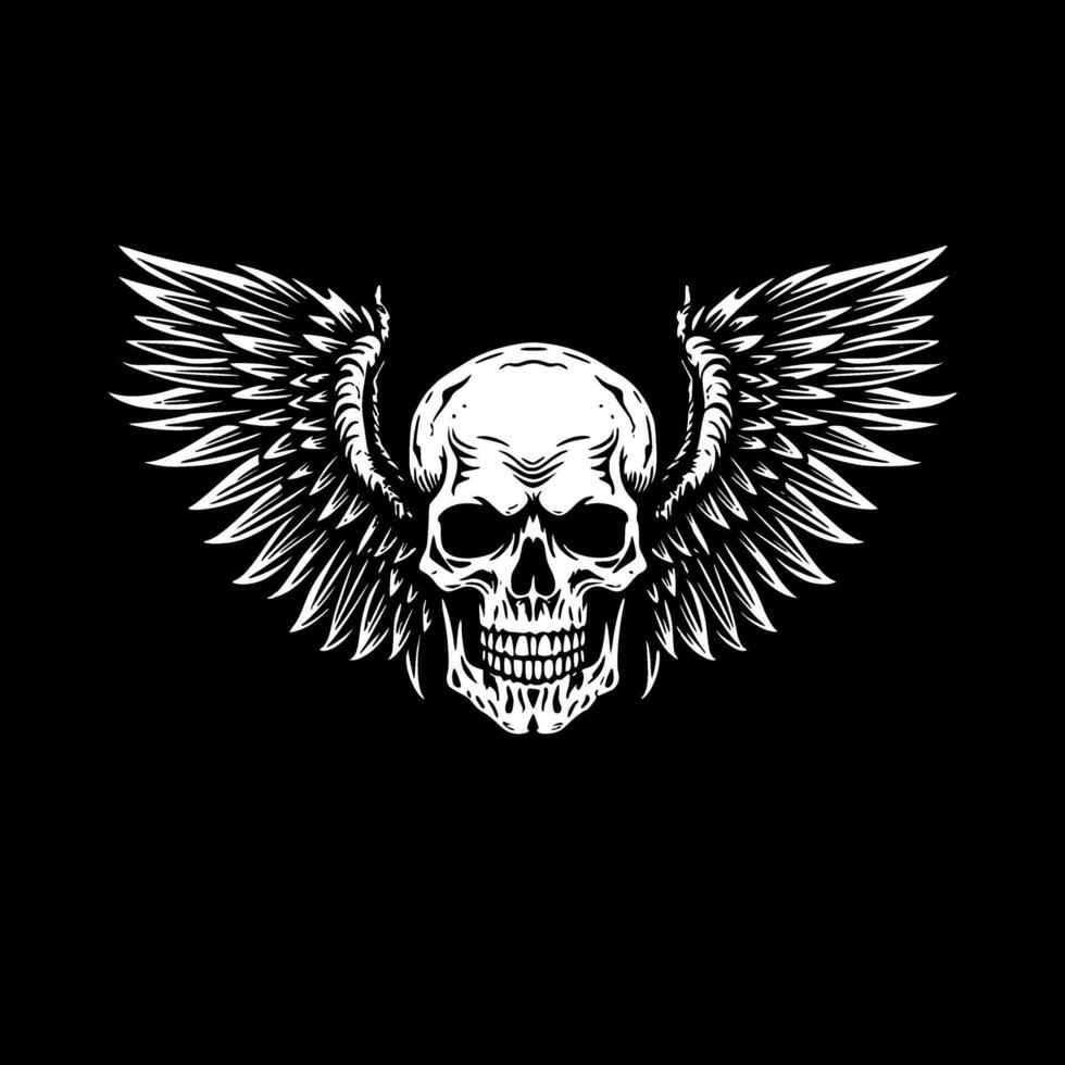 Skull With Wings - Minimalist and Flat Logo - illustration vector