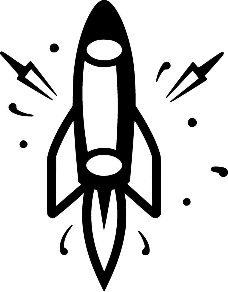Rocket - Black and White Isolated Icon - illustration vector