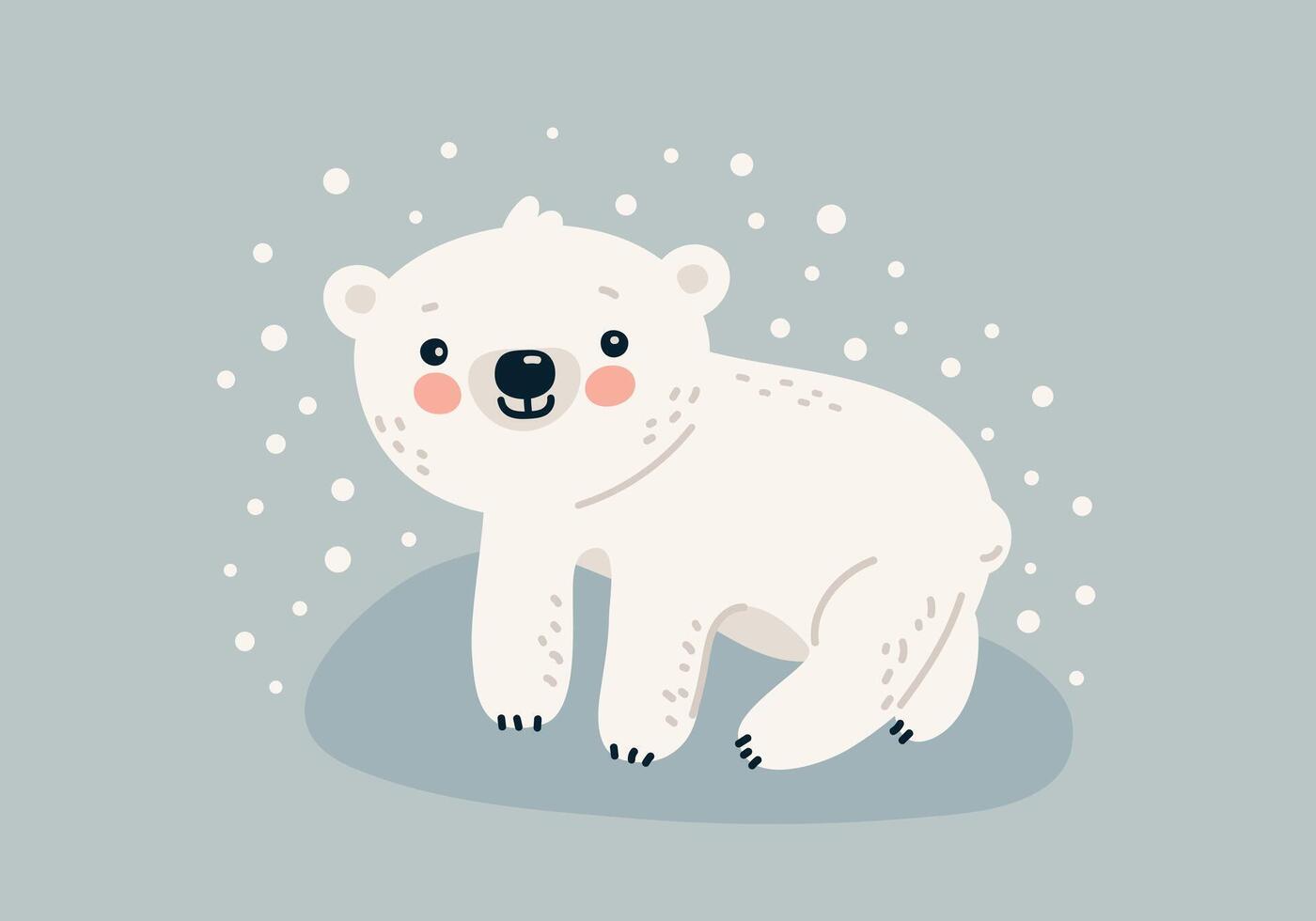 Cute cartoon polar bear character, illustration in flat style. vector