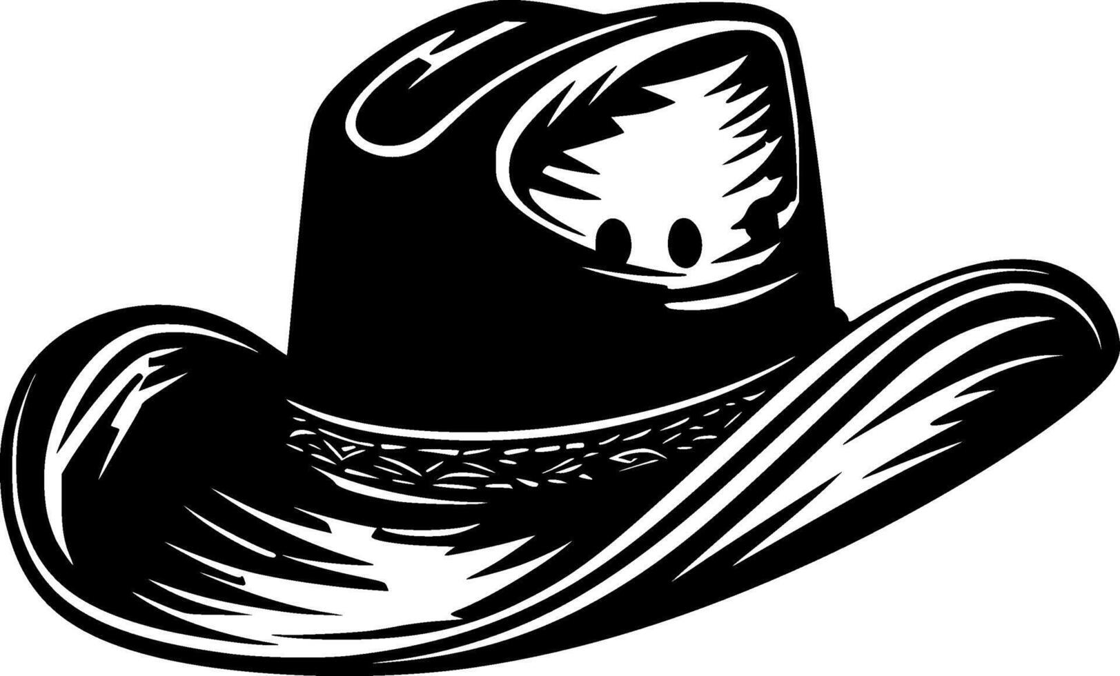 Cowboy Hat, Black and White illustration vector