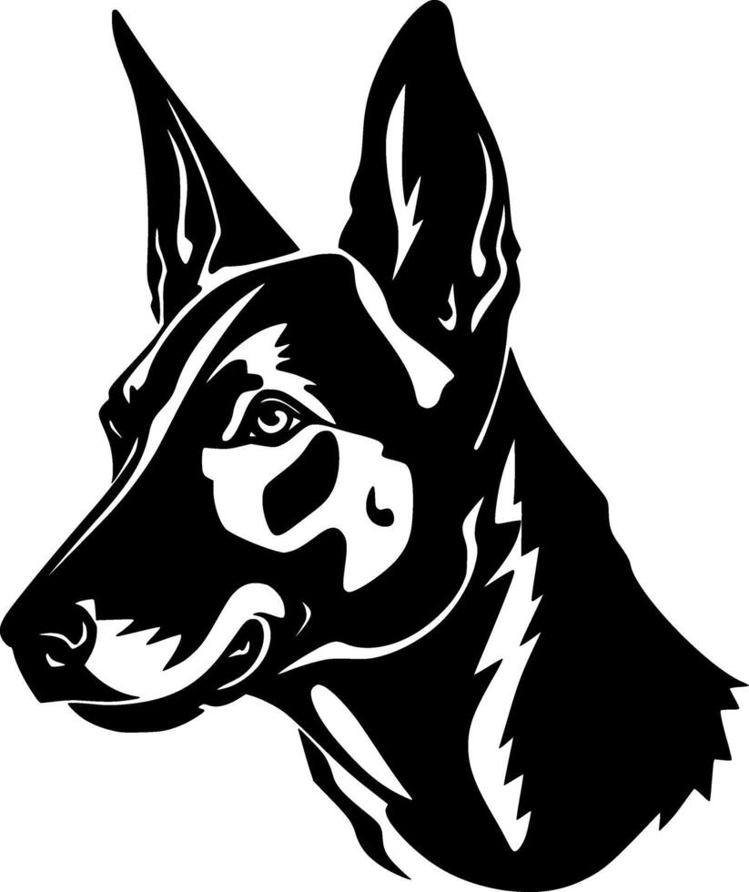 Australian Kelpie - Black and White Isolated Icon - illustration vector