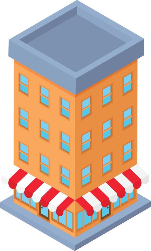 Isometric Building with Storefront vector