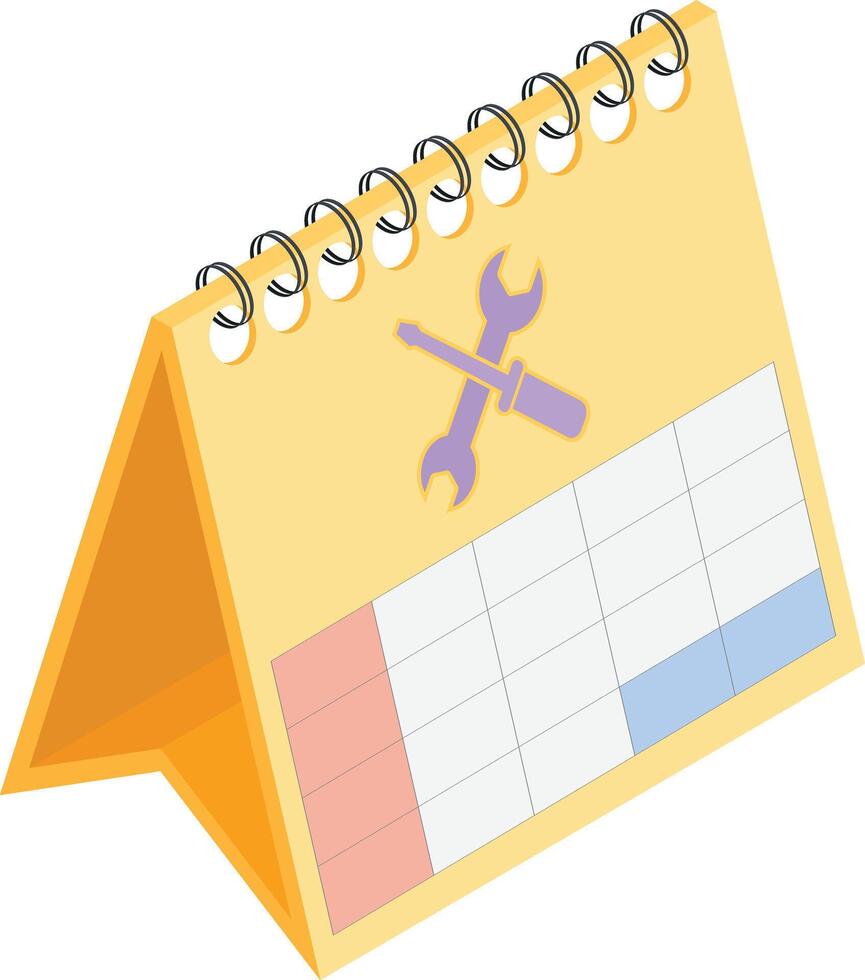 Desk Calendar with Tools Icon and Highlighted Dates vector