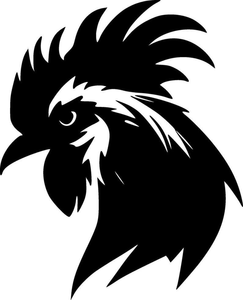 Rooster, Black and White illustration vector